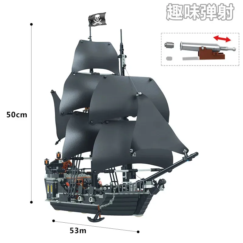 Black Ship Pearl Compatible With 4184  Pirates Model Ships Building Blocks Boys Birthday Gifts Kids Toys 4195 16006