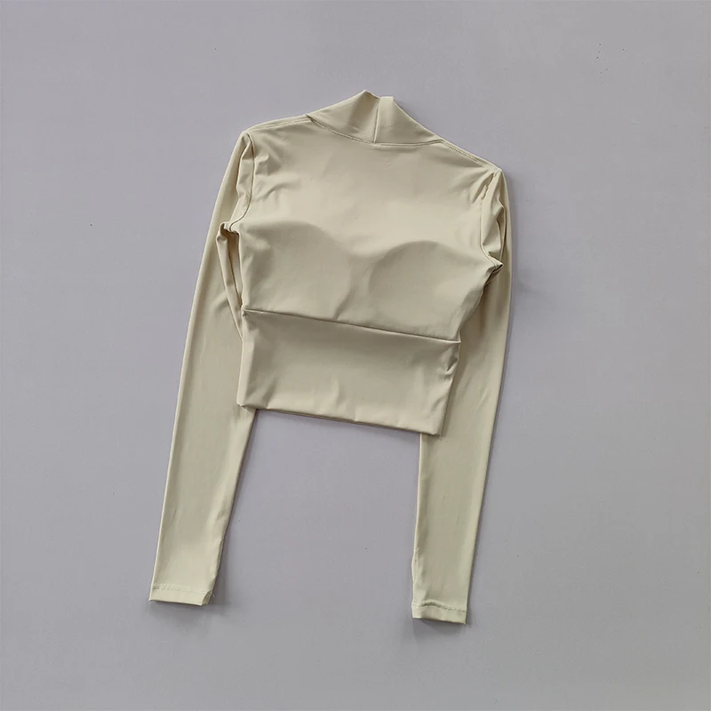 Fitness-Brustpolster-Sporttop für Damen, Langarm-Shirts, Pra Speed Up, kurze elegante Tanz- und Yoga-Kleidung, kleiner Taillenbund, Fitnessstudio – Detail 4