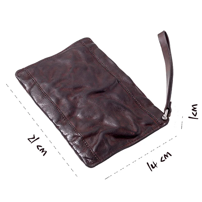 AETOO  Original handmade first layer cowhide purse men\'s ultra-thin retro do old trend hand bag leather mobile phone bag