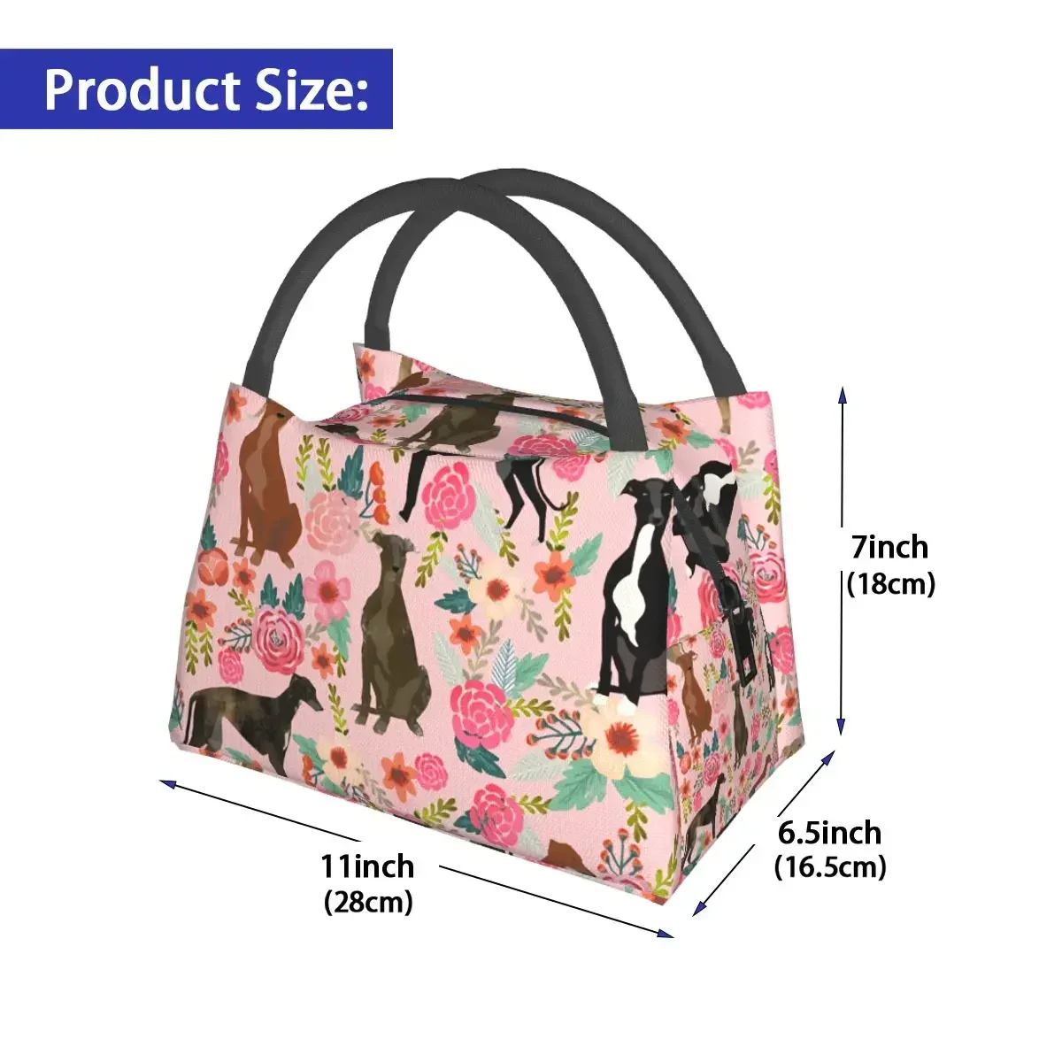 NOISYDESIGNS Travel Insulated Lunch Bags Women Cute Greyhound Print Oxford Cloth Food Case School Cooler Warm Picnic Box for Kid