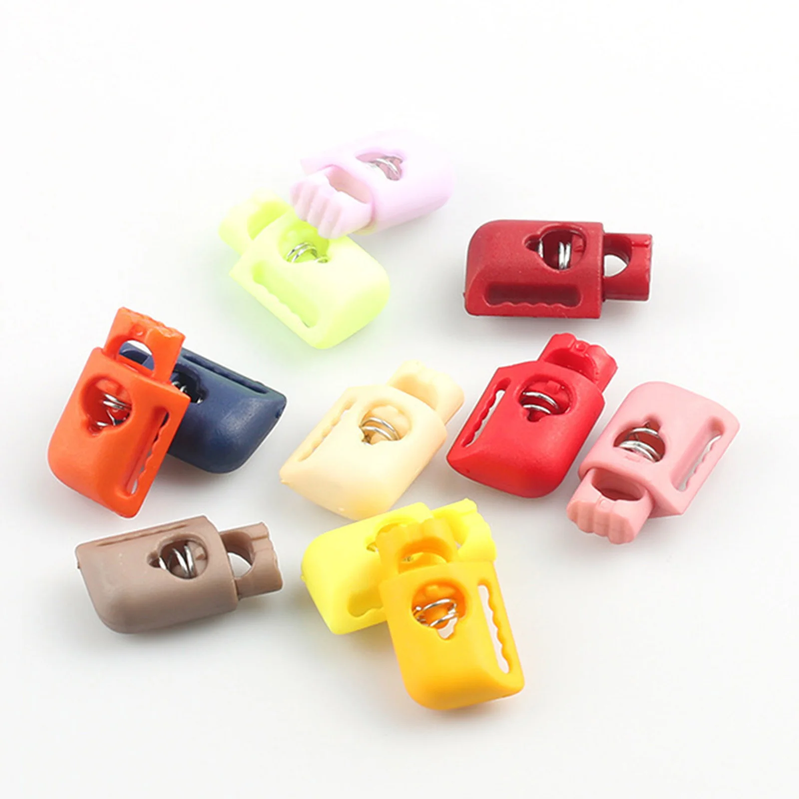 10 PCs Plastic Cord Lock Stopper Spring Stop Toggle Stopper Clip For Shoes Sweater Shoelace Rope Buckle Clothing Accessories