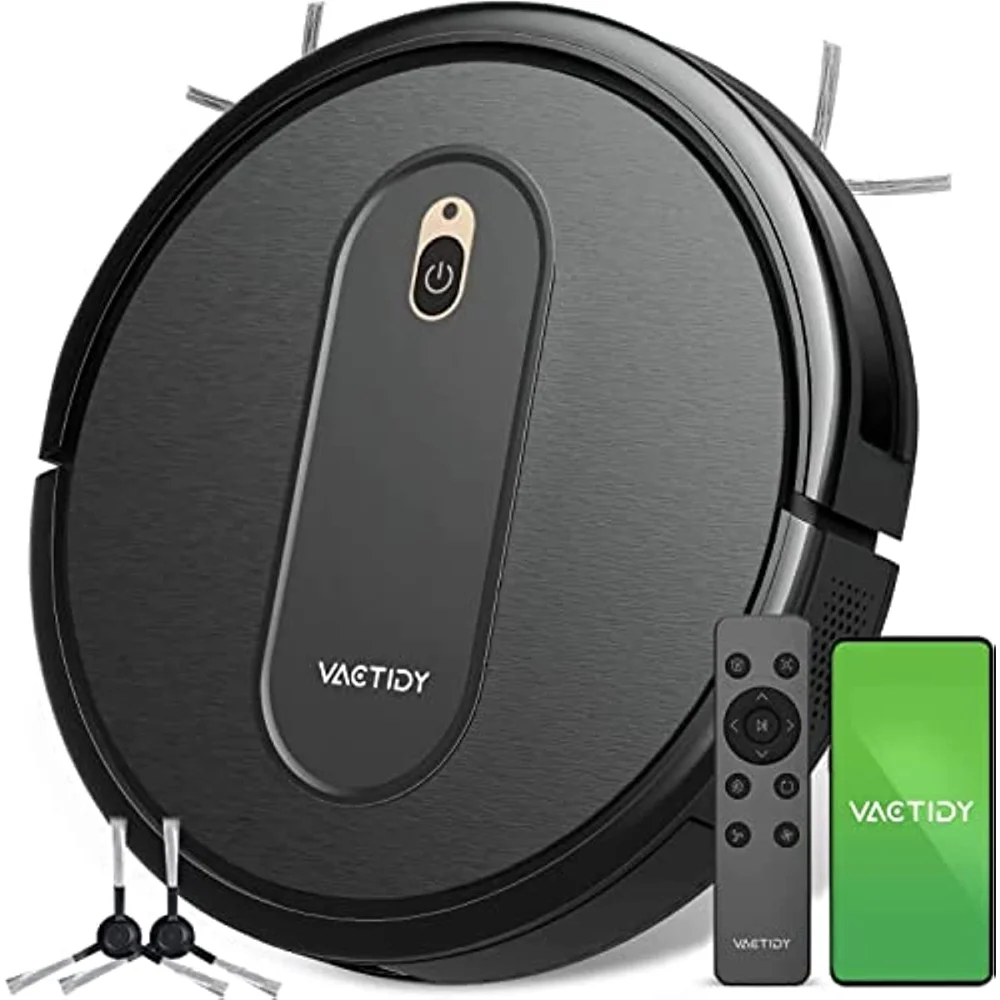 

Vactidy 2000Pa Strong Suction Robotic Vacuums, Super Slim, Quiet, Schedule Setting, Self-Charging, App/WiFi/Alexa/Siri Control.