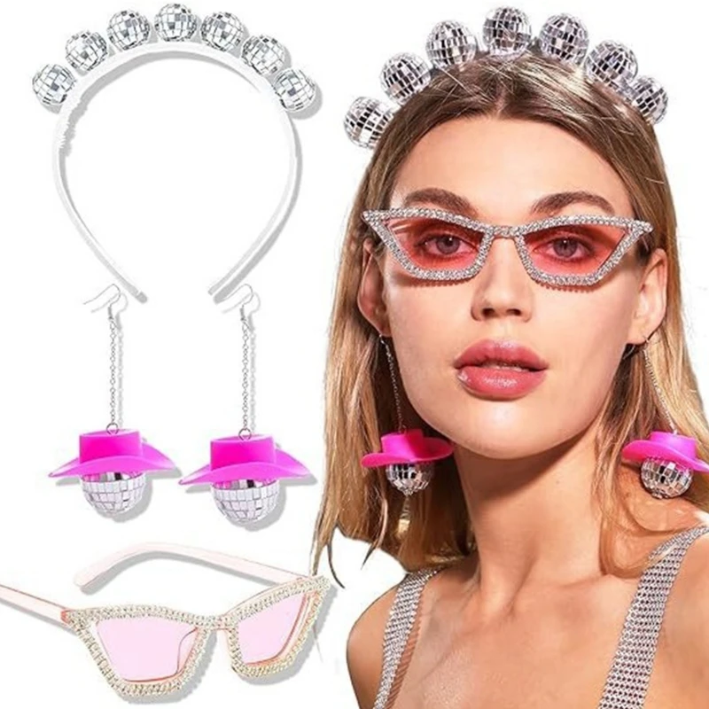 Durable and Trendy Ball Headband Sunglass Earrings Set Add a Unique Twist to Your Look