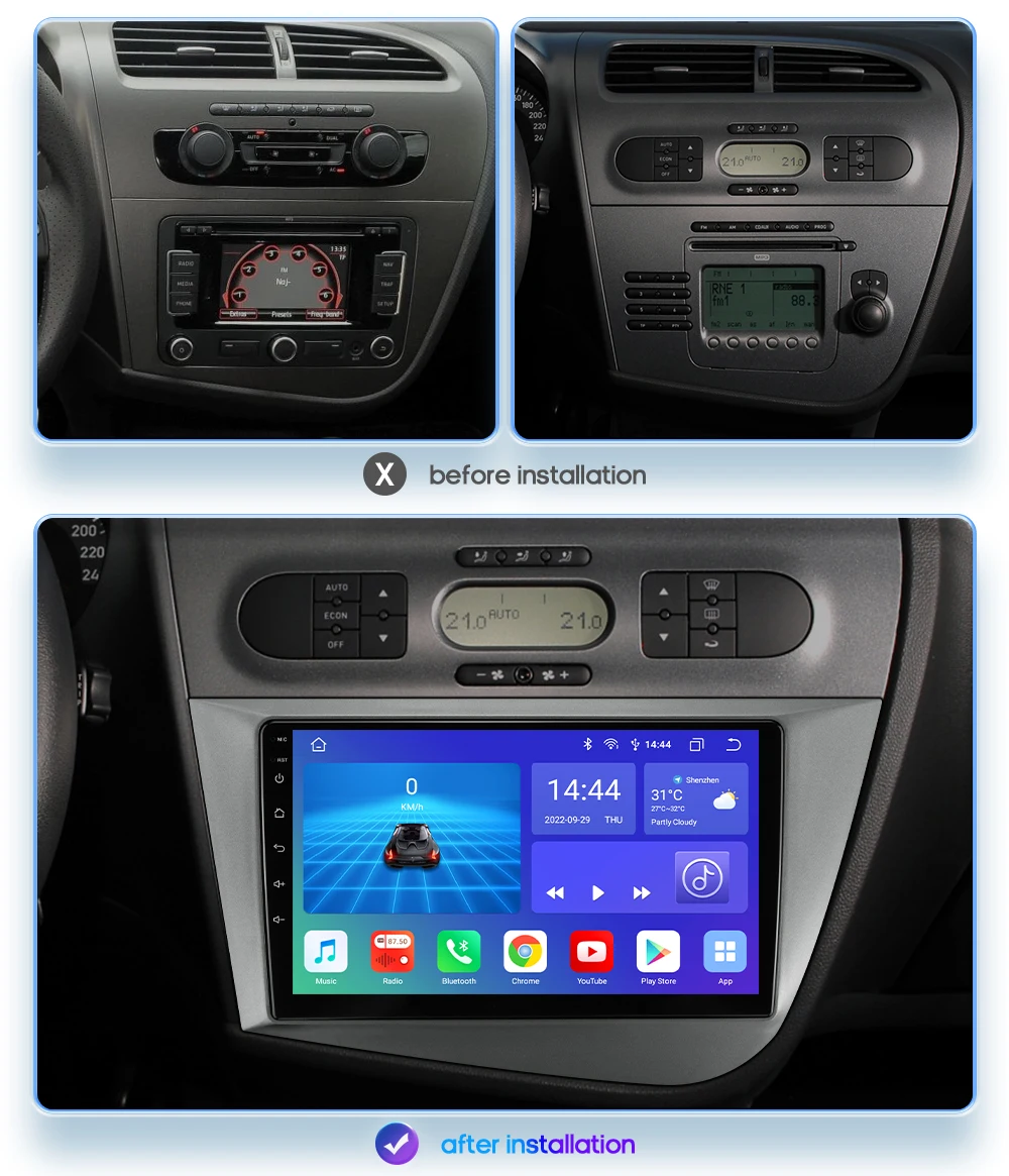 Hizpo 8G+128G Android Radio For Seat Leon 2 MK2 2005 - 2012 Car Multiemdia Video Player CarPlay Auto 2din Head Unit GPS Stereo