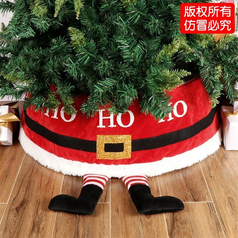 

2022 New Christmas Tree Skirt for Home Christmas Party Decoration Santa Feet Xmas Tree Base Apron with Gift Packaging present