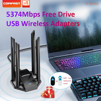 5374Mbps USB Wifi6 Adapter AX5400 Tri-band 2.4G/5G/6GHz Gigabit Gaming Network Card Wifi Dongle 4 Antenna Receiver For Win10/11