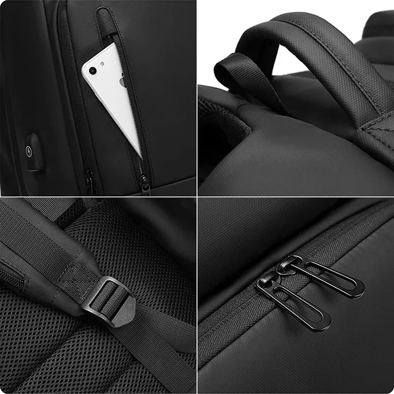 Men 17\'\' Laptop Backpack Large Capacity Multi Pocket Waterproof Anti Theft USB Backpack Business Travel Backpack Mochila de moda