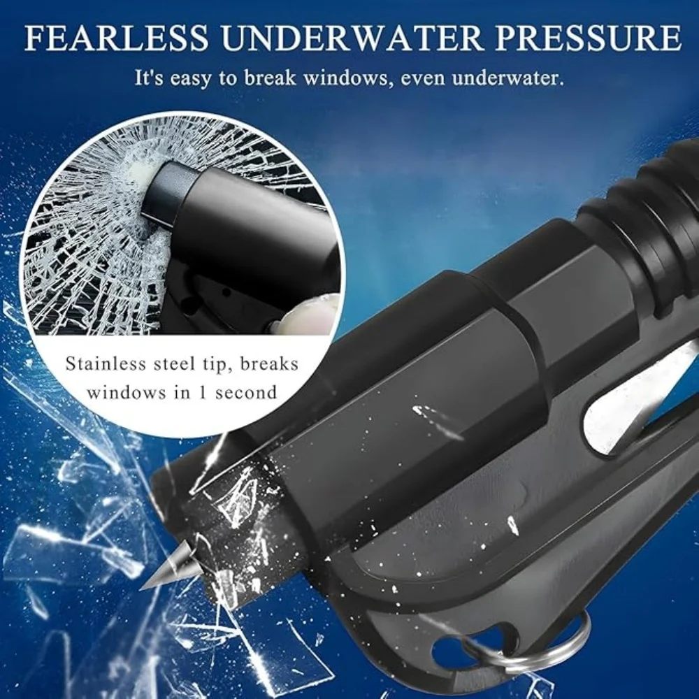 Car Window Breaker Key Chains, Portable 3 in 1 Glass Breaker/Seat Belt Cutter/Survival Whistle, Safety Emergency Escape Tools, Multifunctional Car Accessories for Fathers Day view 6