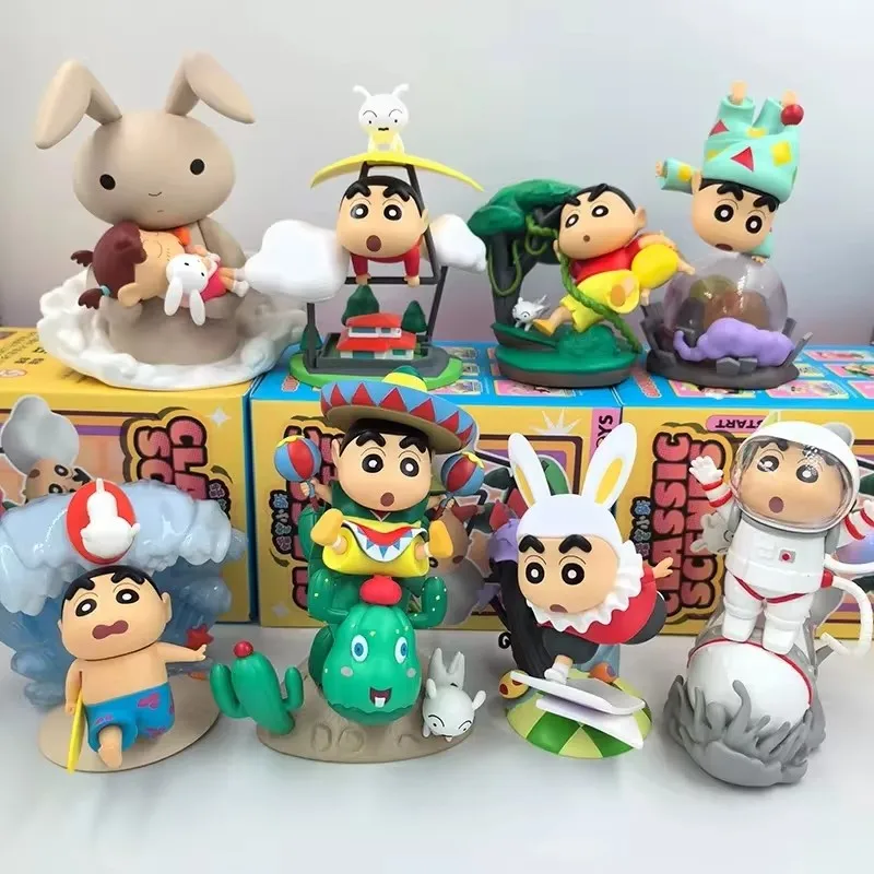 Genuine Blind Box Crayon Shin-Chan Classic Scene Series Anime Cartoon Decorations Pvc Model Action Figurines Ornament Toys Gift