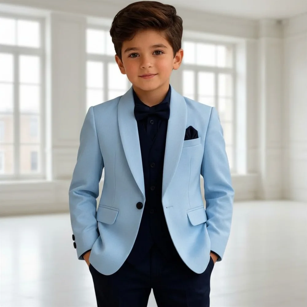 2 Pieces Boys Wedding Suit Set Kids Formal Tuxedo Outfit Children Classic Suit Jacket Pants for Birthday Celebration Banquet