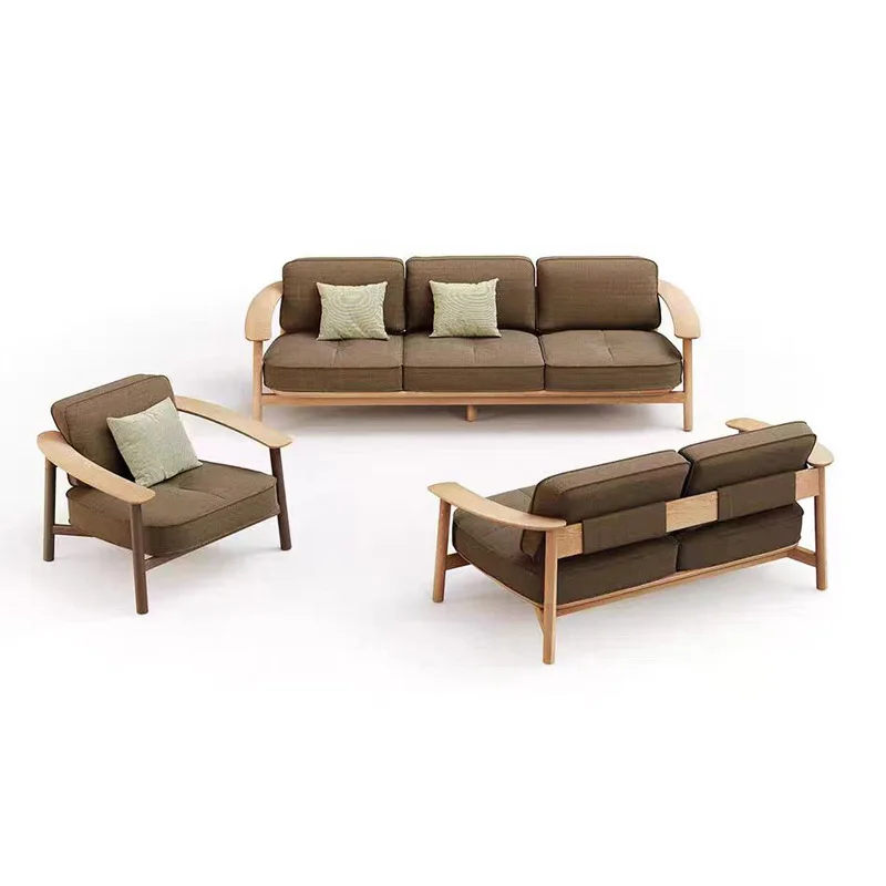 

New Outdoor Sofa Solid Wood Furniture Garden Leisure Chair Balcony Designer Hotel Homestay Rattan Chair Sofa Combination