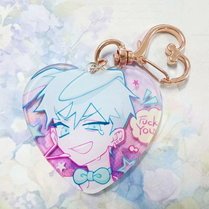 أنيمي الغريبة المرحلة إيفان تيل لوكا تأثيري المفاتيح للجنسين Kawaii الاكريليك القلب كيرينغ مفتاح سلسلة حقيبة حلية الديكور الدعامة #6