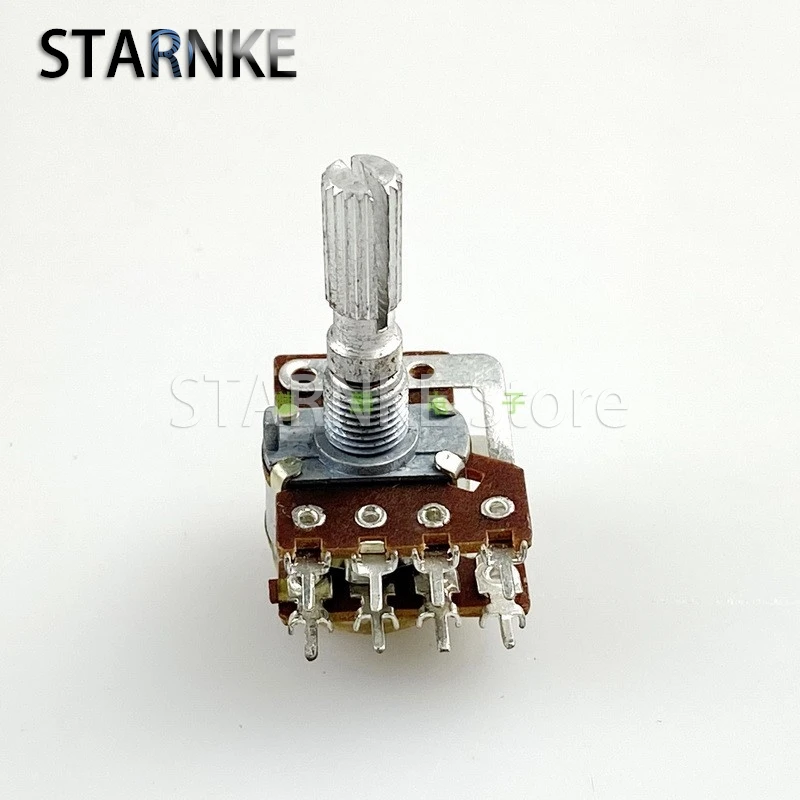 2PCS 16-type 8-pin Double A50K With Equal Sound tap, step-by-step Audio Amplifier Volume potentiometer, Shaft Length 25MM