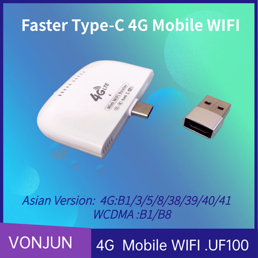 Router 4G LTE 4G UFI Type-C Mini WiFi Router USB Adapter Mobile Router Hotspot 4G Modem Router for RV Travel Vacation Camping