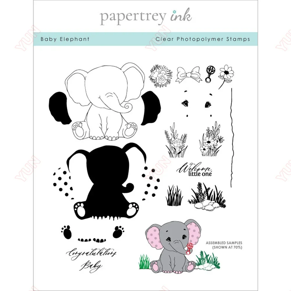 Elegant Arch Baby Elephant Blooms Diaper Bag Baby Metal Cutting Dies and Silicone Stamps Stencil DIY Scrapbooking Paper Handmade