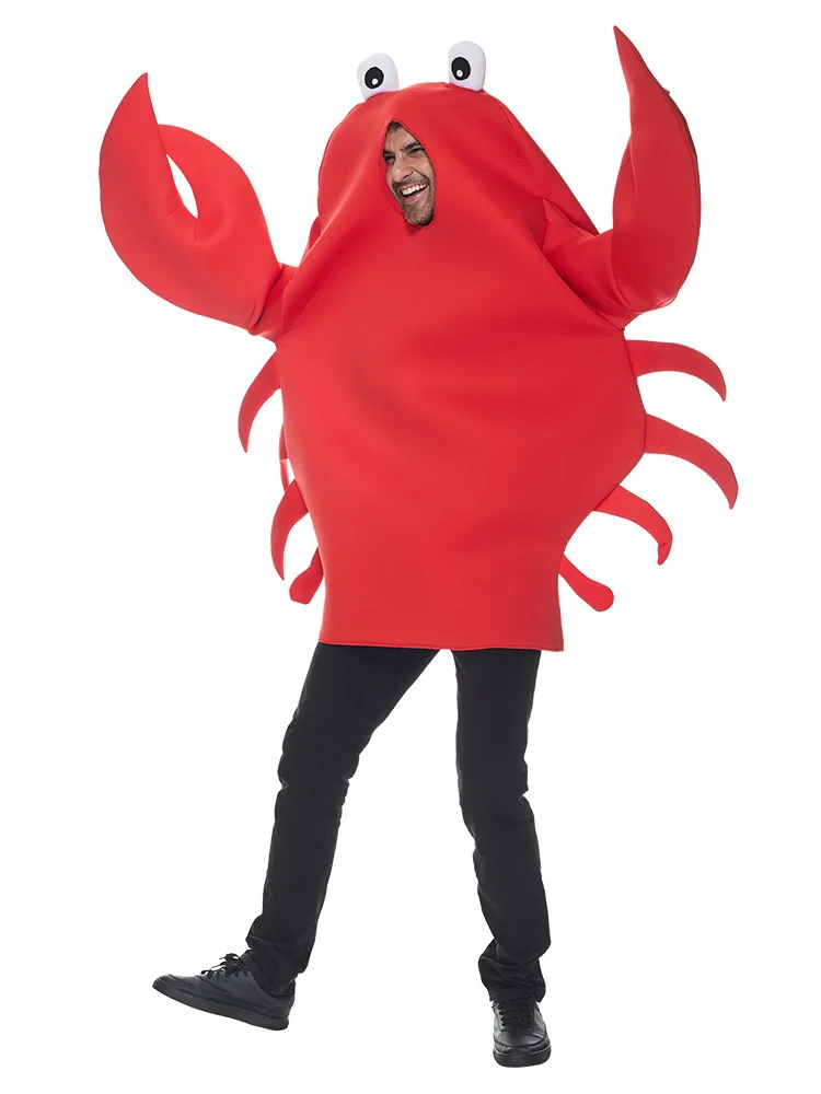 Costume da spettacolo per adulti loween Par Divertente creatura marina Granchio e aragosta Vestito Granchio rosso Aragosta Costume di scena Donna