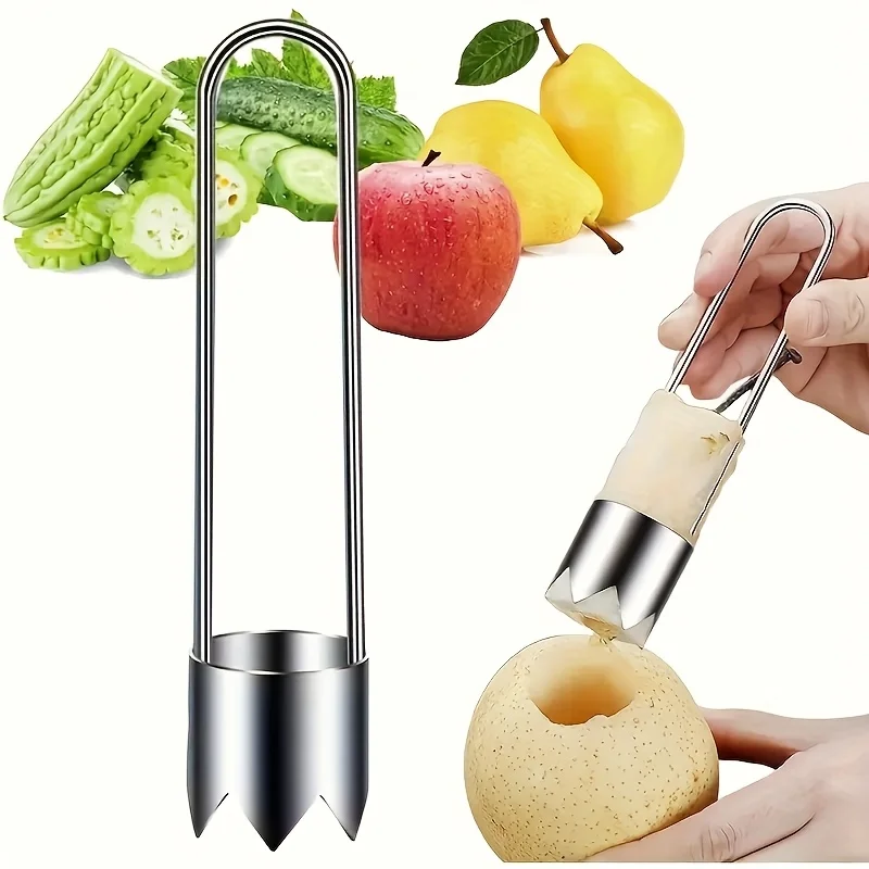 Stainless Steel Fruit Vegetable Core Remover Bell Pepper Seed Removal Tool Apple Pear Corer Cutter Kitchen Accessories Gadget