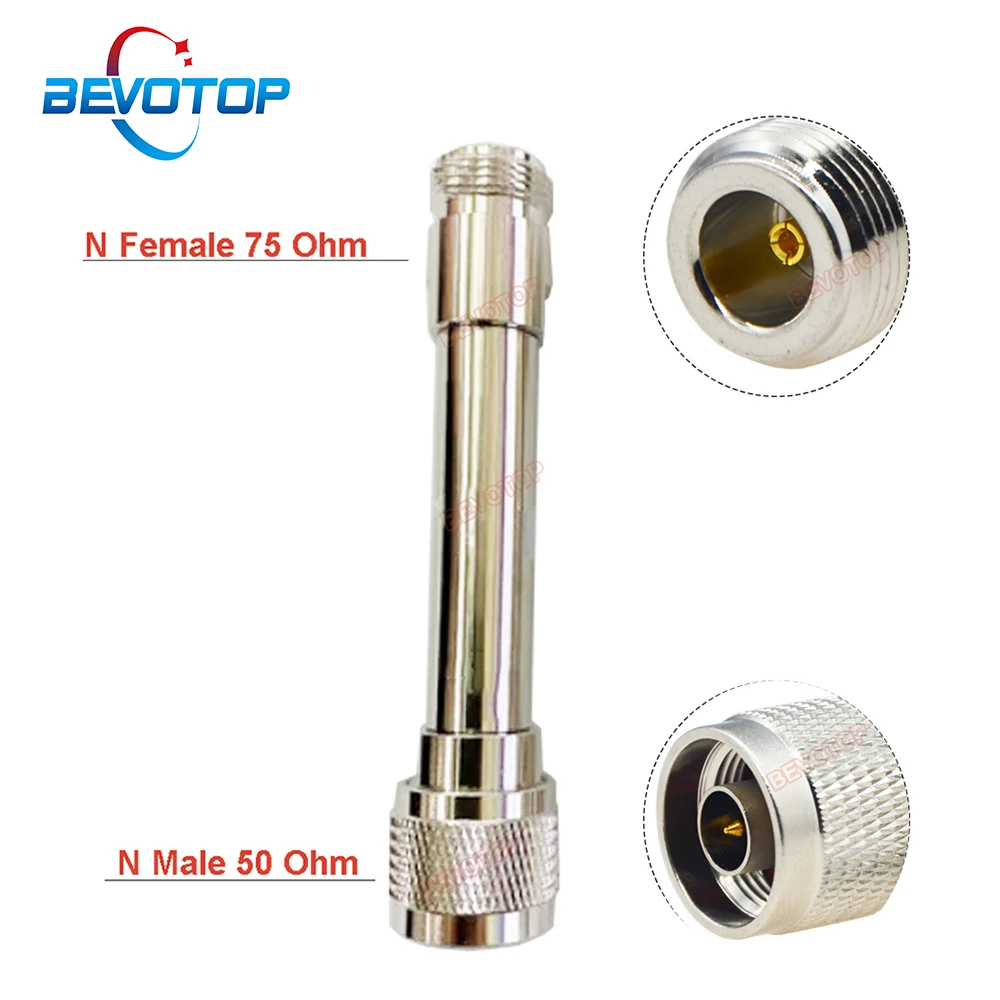 1 szt. Adapter BEVOTOP nowy N NJ50 N męski 50 omów do NK75 N żeński konwerter o impedancji 75 omów adaptery analizatora sieci typu N