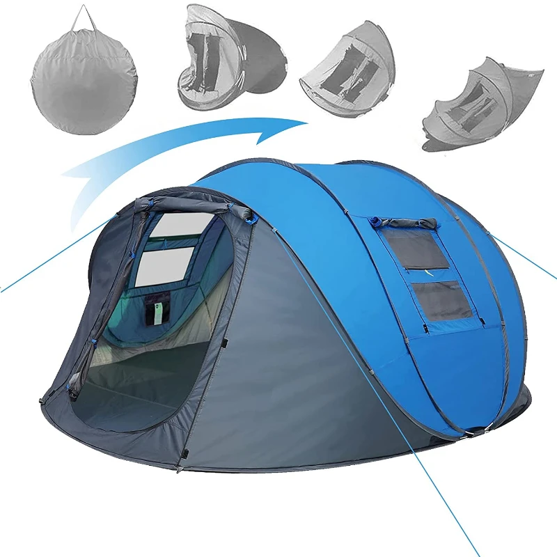 Easy Pop Up Instant Automatic 4 Person Family Camping Easy Quick Setup Dome Popup Tents for Camping