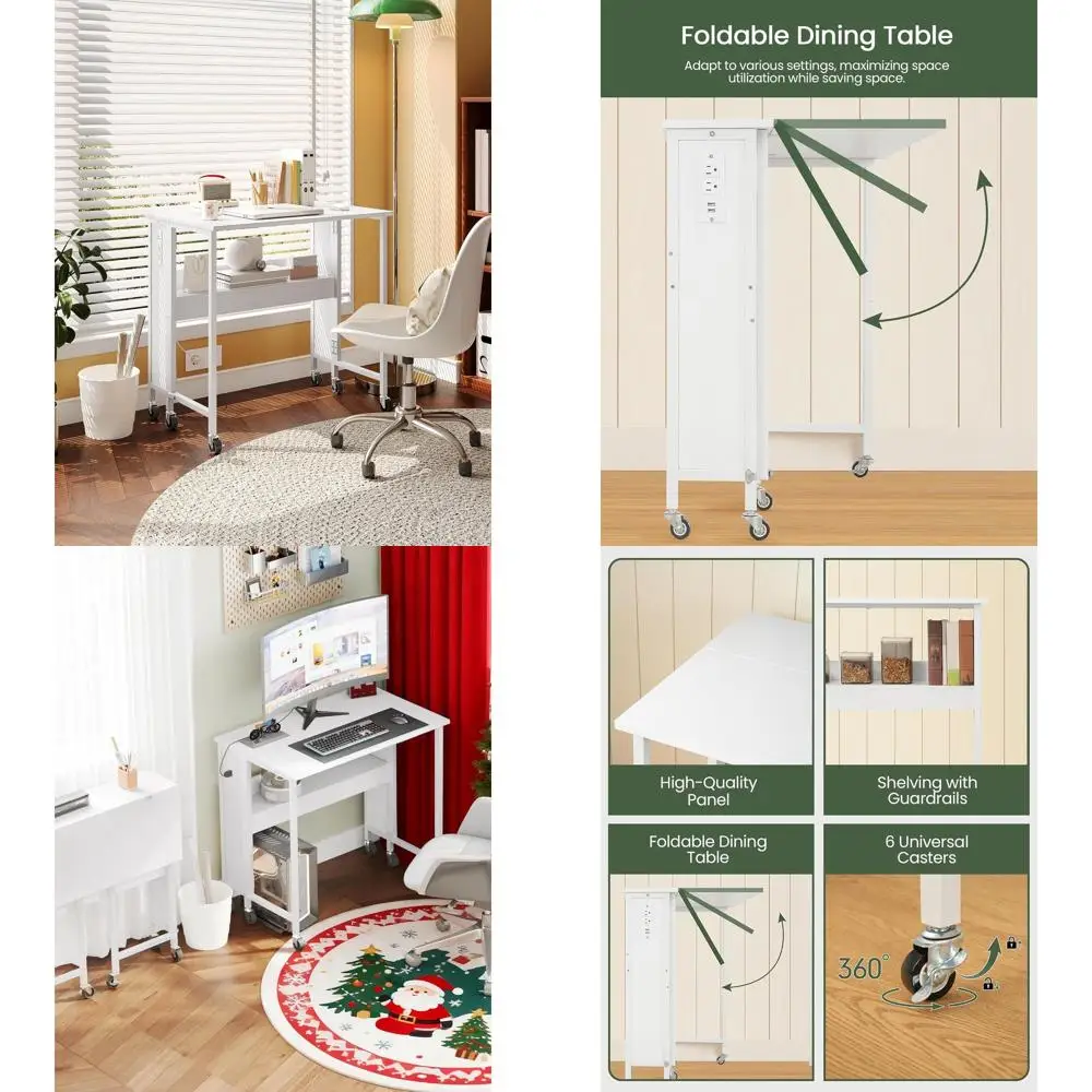 Mesa de computador dobrável branca moderna de 31,5