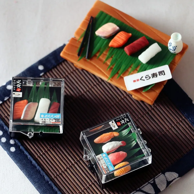 Casa de muñecas estilo japonés boutique sushi caja bento transparente mini adorno en miniatura