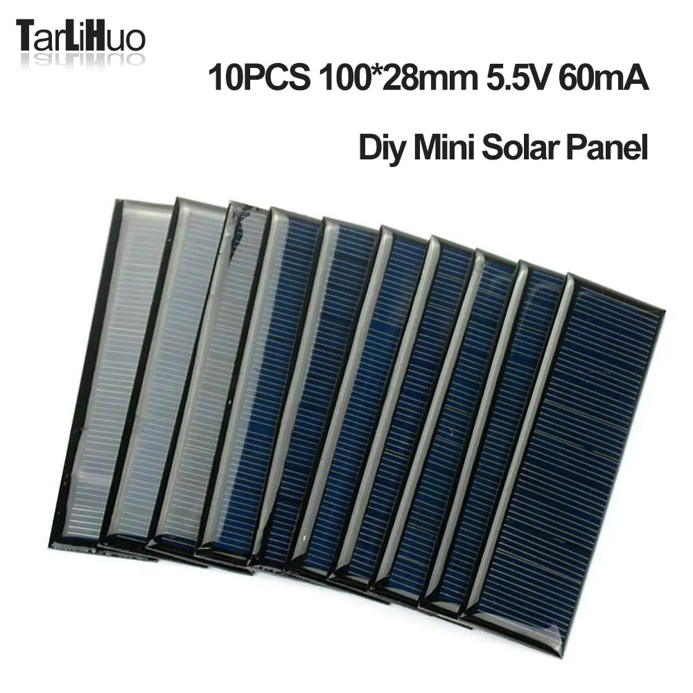 Diy Solar Panels 5V 70mA 100*28mm Monocrystalline Silicon Mini Solar Cells Generation for Battery Phone Chargers Camp Lawn Lamp