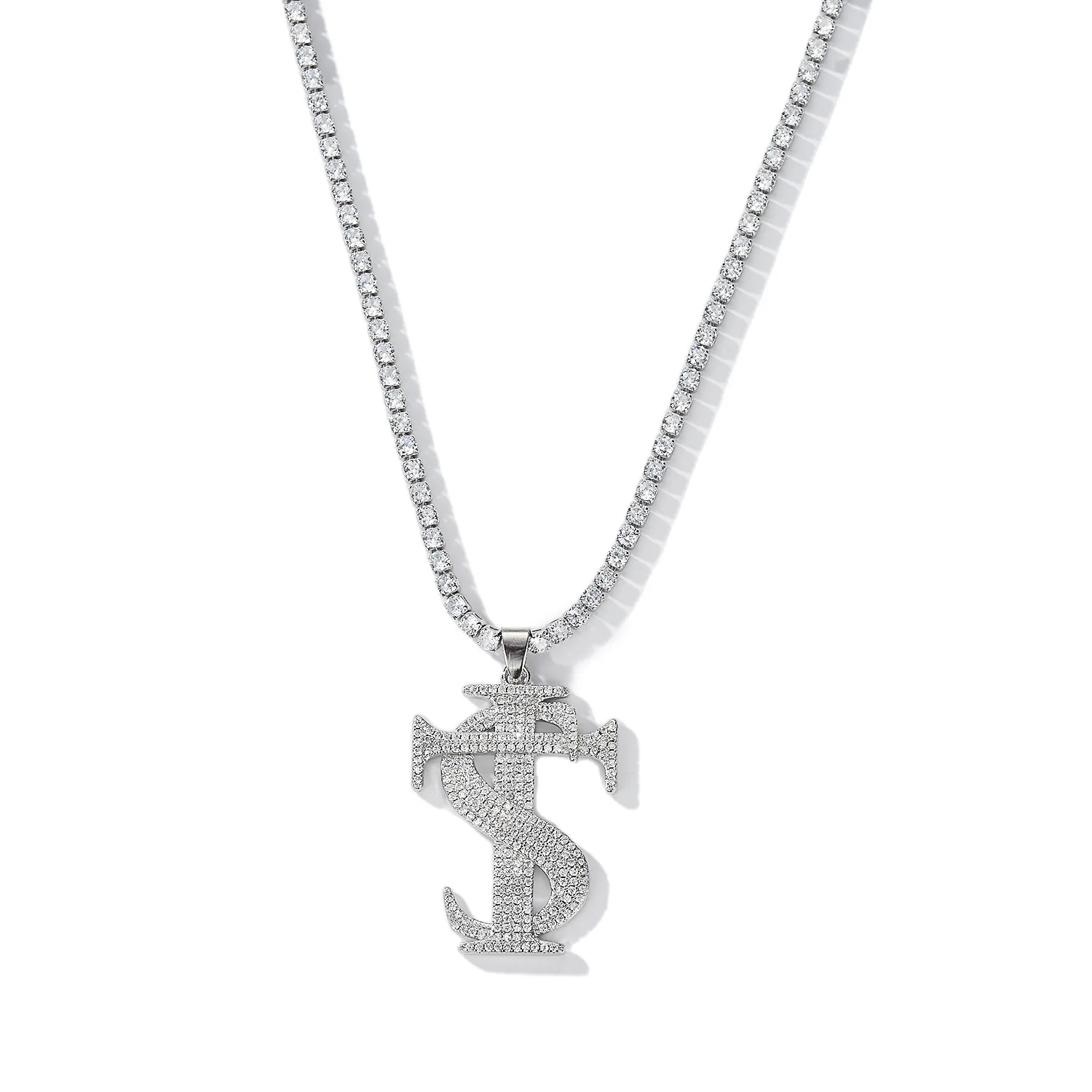 

Gazing JewelryHip-Hop Men's Necklace: STK Tennis Chain, Copper Inlaid with Zircons, Unisex Accessory Same Style as New Rap Shows