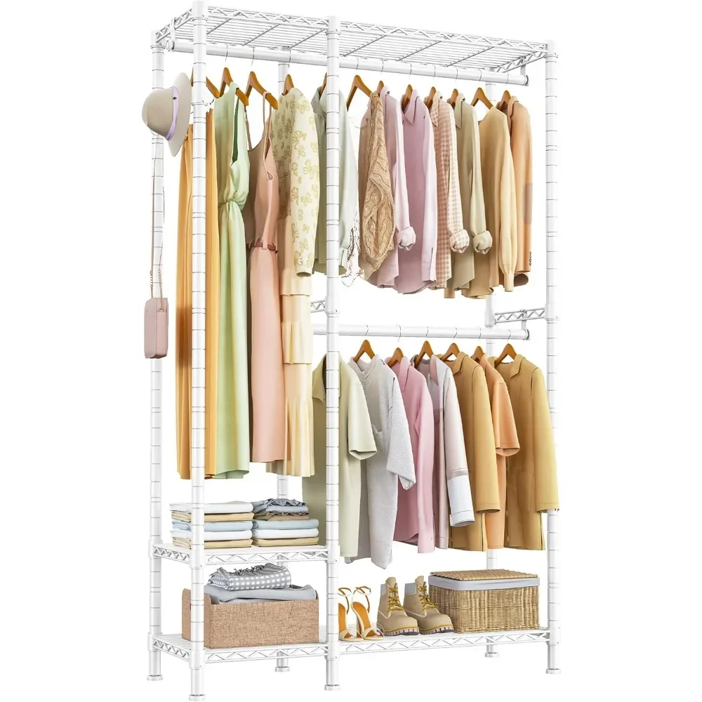 

77" H Heavy Duty Clothes Rack Wire Clothing Racks Adjustable for Hanging Clothes Portable Wardrobe Closet