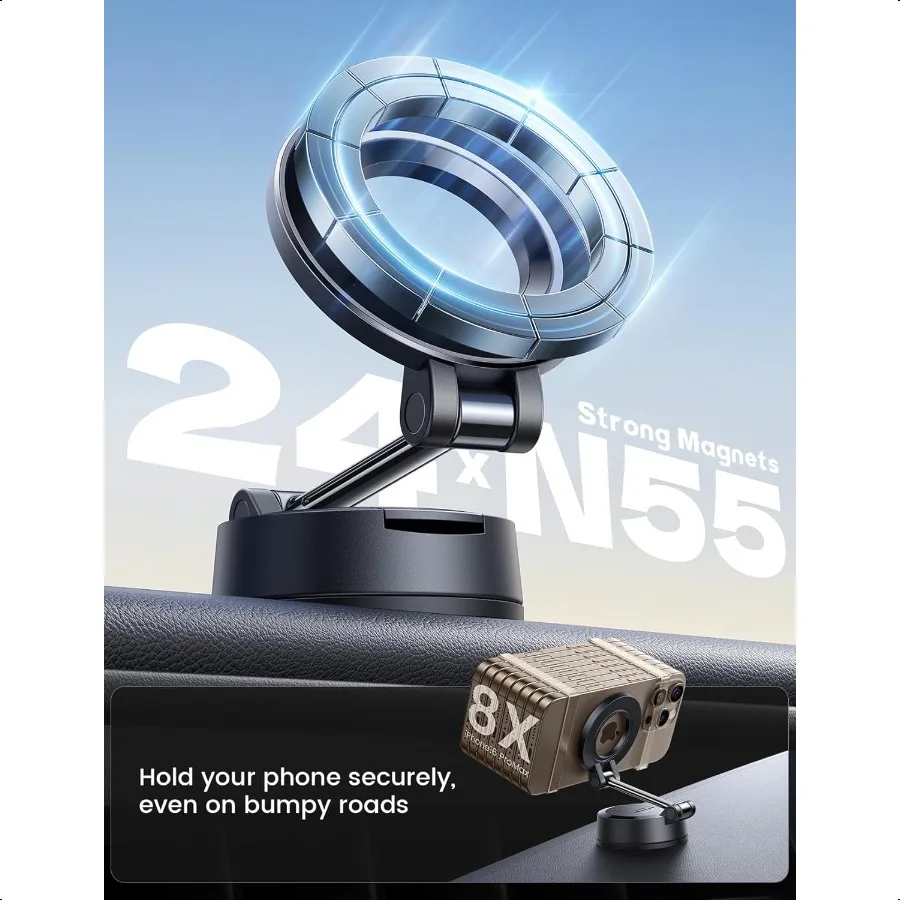 Крепление для телефона для автомобиля [мощная присоска 70 фунтов] для автомобильного крепления Magsafe 360, регулируемая присоска, крепление для телефона, приборная панель, лобовое стекло