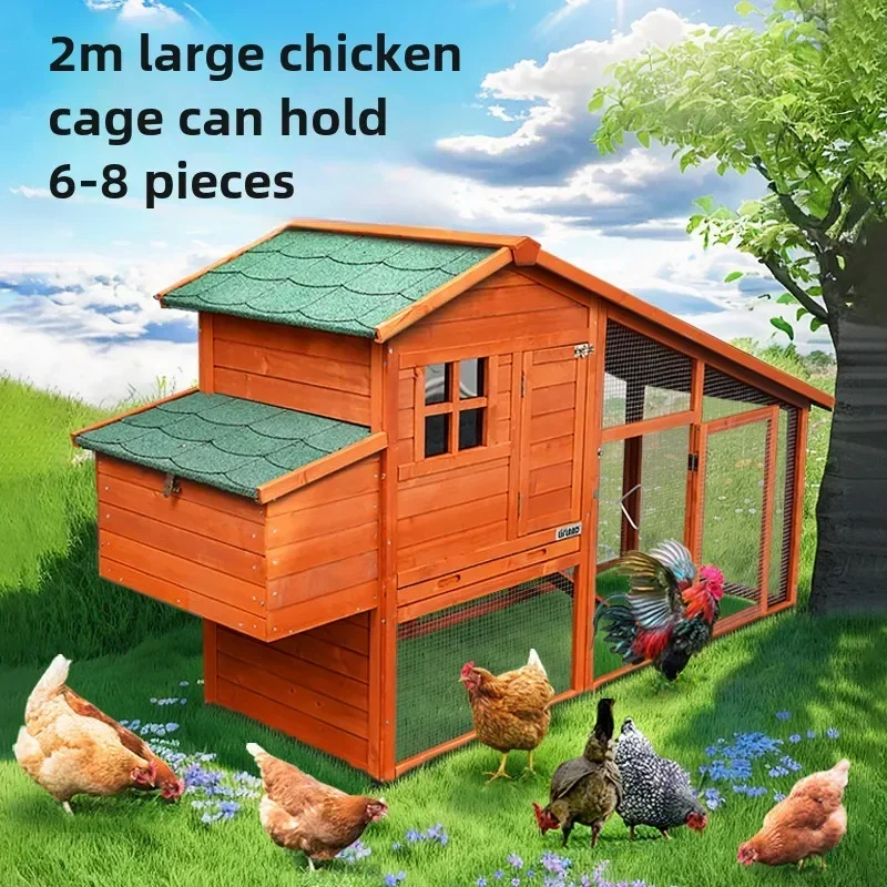 TTSolid wood chicken cage Barbed wire household outdoor goose and duck house large outdoor courtyard walking chickene