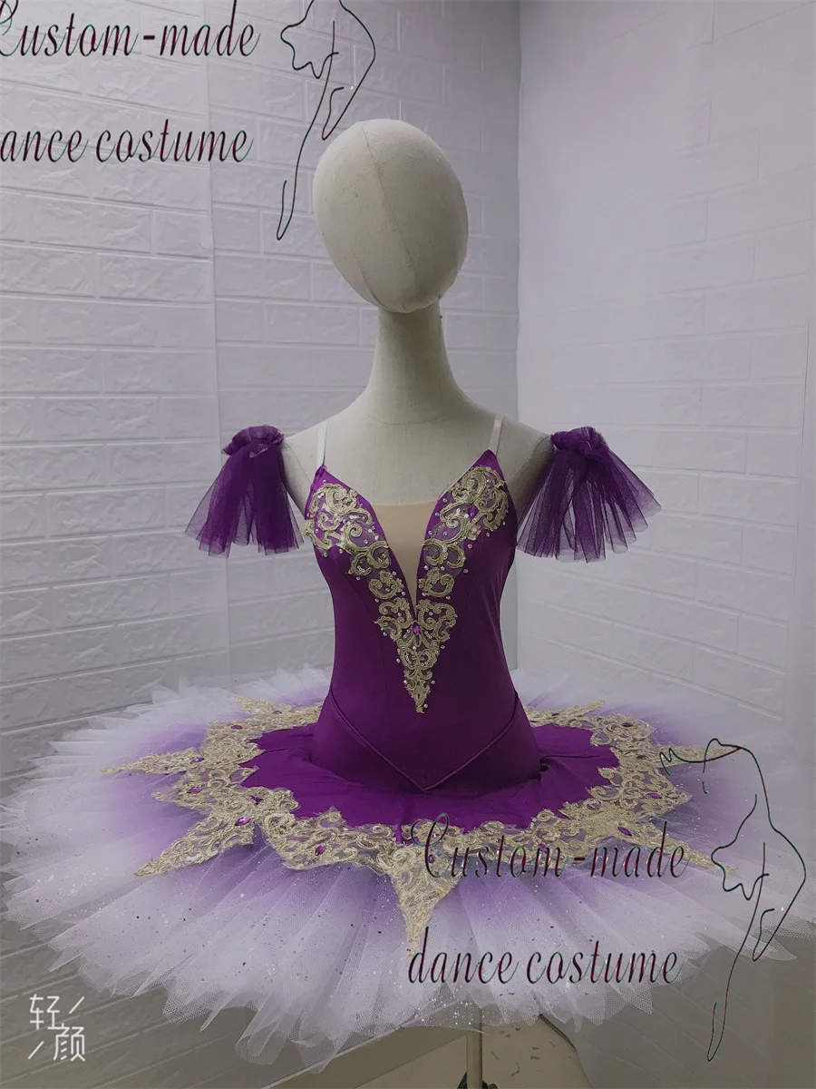보라색 단순 버전 발레 댄스 짧은 치마. 성인을 위한 전문 클래식 팬케이크 발레 드레스 공연 의상