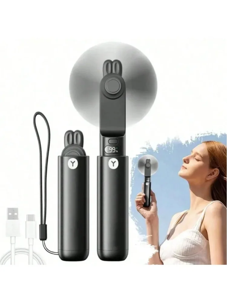 1 Stück tragbarer Mini-Handventilator mit LED-Licht, wiederaufladbarer, faltbarer Reiseventilator, tragbarer Taschenventilator