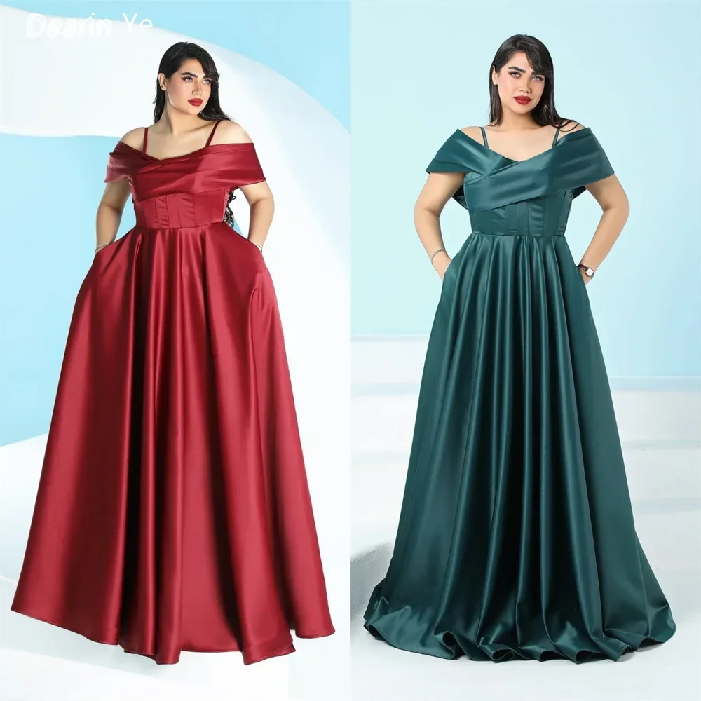 Customized Saudi Arabia Dearin Spaghetti Strap A-line Floor Length Skirts Draped Bespoke Occasion Dresses Formal Gown Prom Eveni