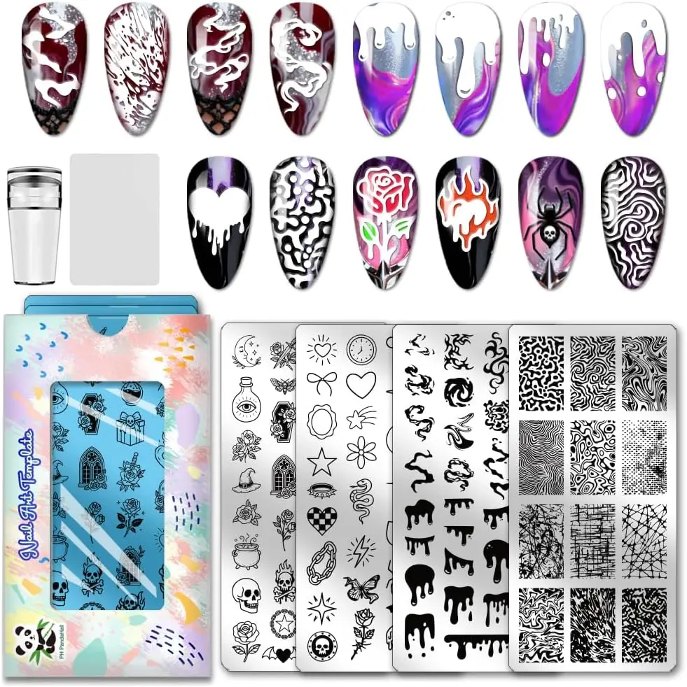 Stainless Steel DIY Nail Art Templates Set