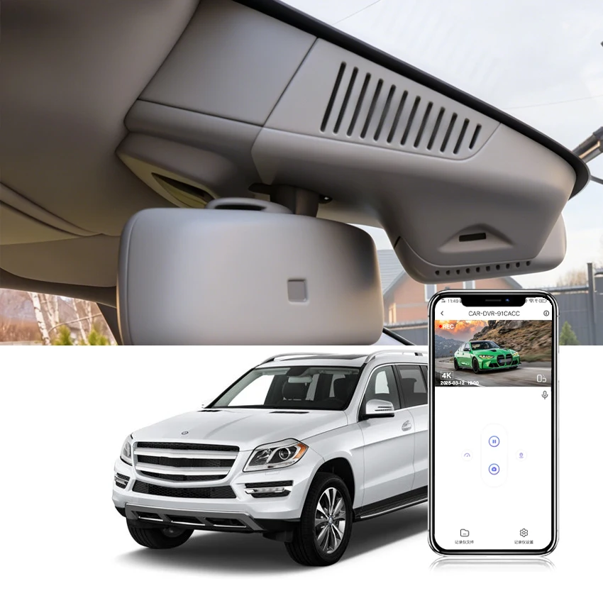 Câmera Veicular 4K para Mercedes-Benz GL 350 450 550 (2013 - 2016 X166) e Mercedes-Benz ML 250 350 400 550 (2012 - 2015 W166), DVR Automotivo