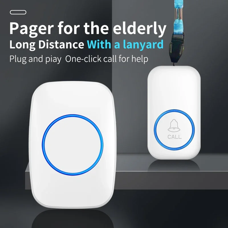 CACAZI SOS-Pager, Notfall-Panikknopf, kabellose Arbeit und Smart Life, Heimsicherheitsschutz für ältere Patienten, schwangere Frauen