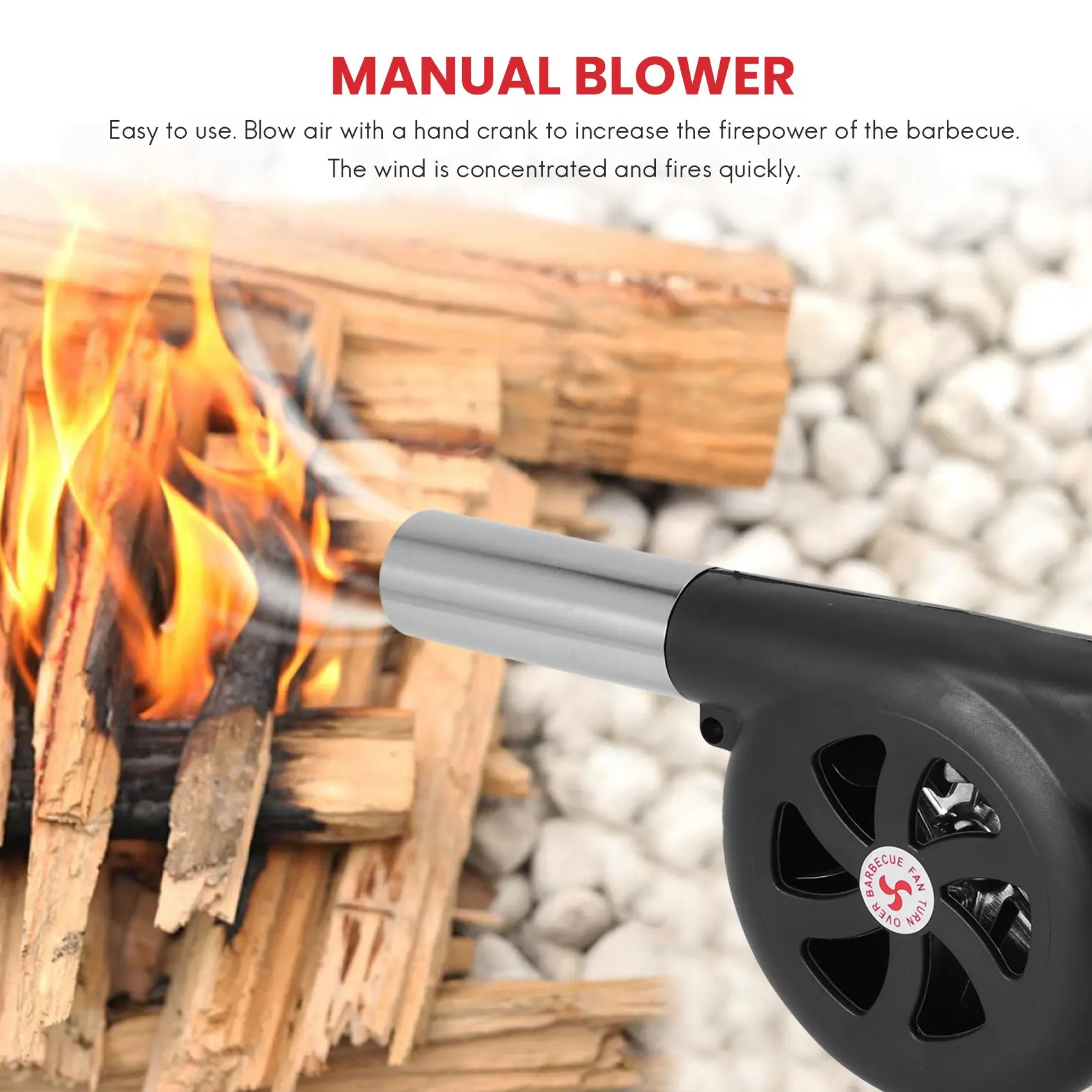 Hand-Cranked Barbecue Blower BBQ Fan for Outdoor Camping Barbecue