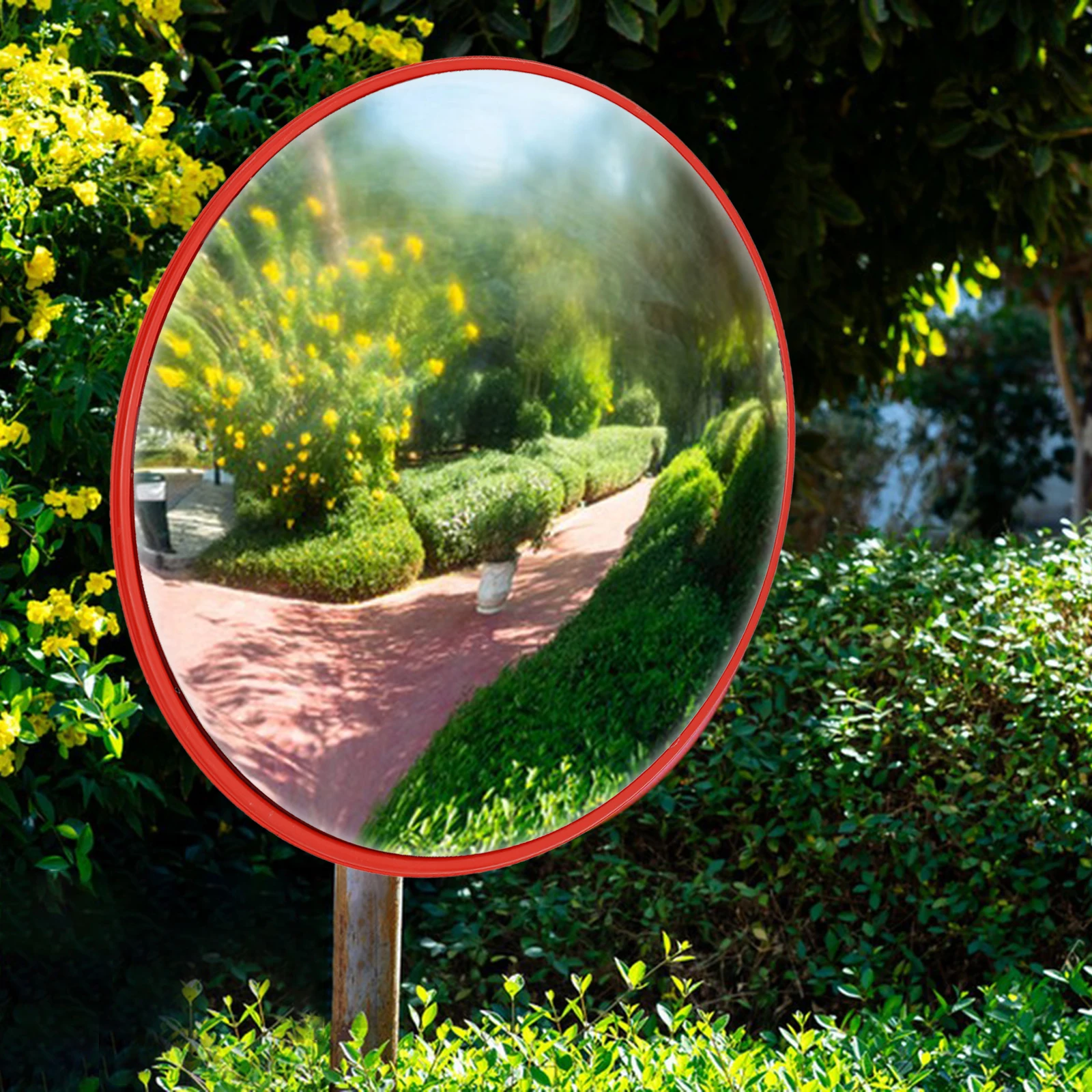 30 polegadas 130 °   Espelho de segurança convexo para visualização grande angular, para calçadas, garagens e áreas comerciais, à prova de intempéries, montado na parede