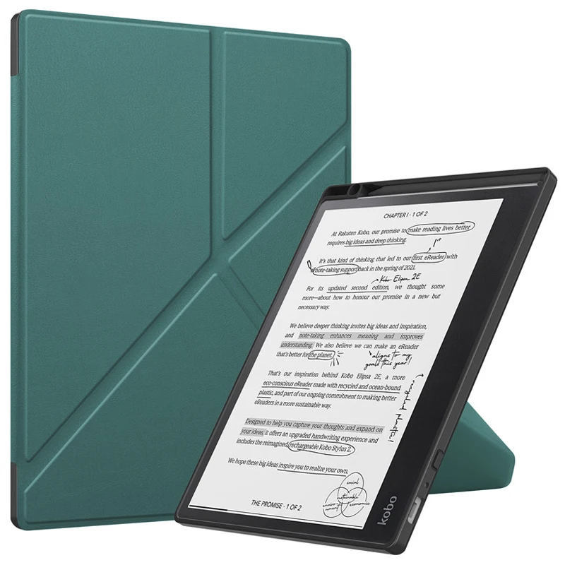 펜슬 홀더가 있는 Funda Kobo Elipsa 2e 케이스, 멀티 폴딩 스탠드, 소프트 실리콘 백 스마트 케이스, Kobo Elipsa 2E 커버, 10.3 인치