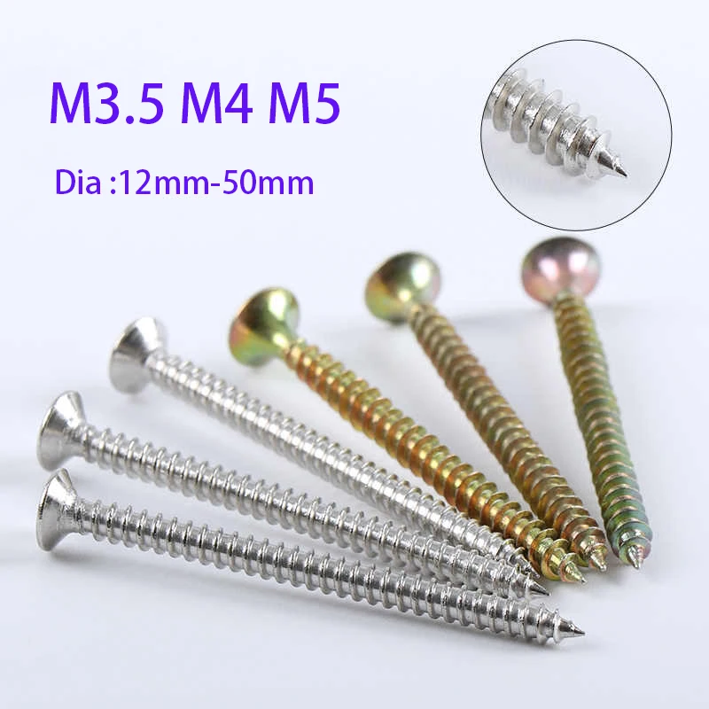 50-200Pcs Stainless Steel Self Tapping Screw M3.5 M4 M5 Cross Countersunk Head Flat Head Screw Wooden Board Screw Dia12mm-50mm