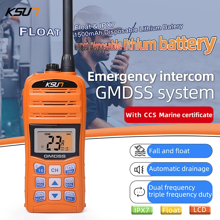 KSUN P35 GMDSS IPX7 مقاوم للماء العائمة 3 واط VHF راديو بحري يده أجهزة الراديو المحمولة الطوارئ البحرية لاسلكي تخاطب