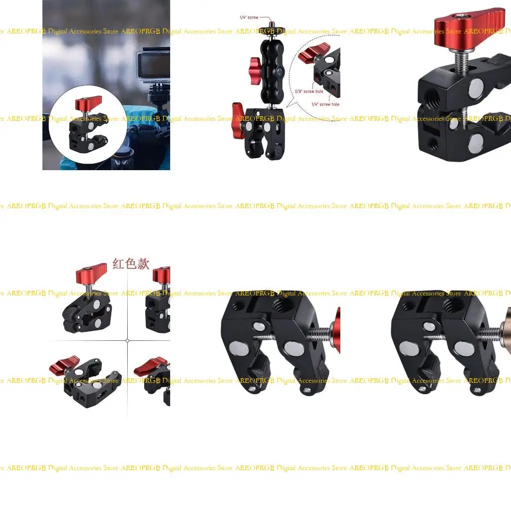 

E21E Camera Clamp Mount Arm Adjustable Arm And Additional 1/4 3/8 Screw Holes