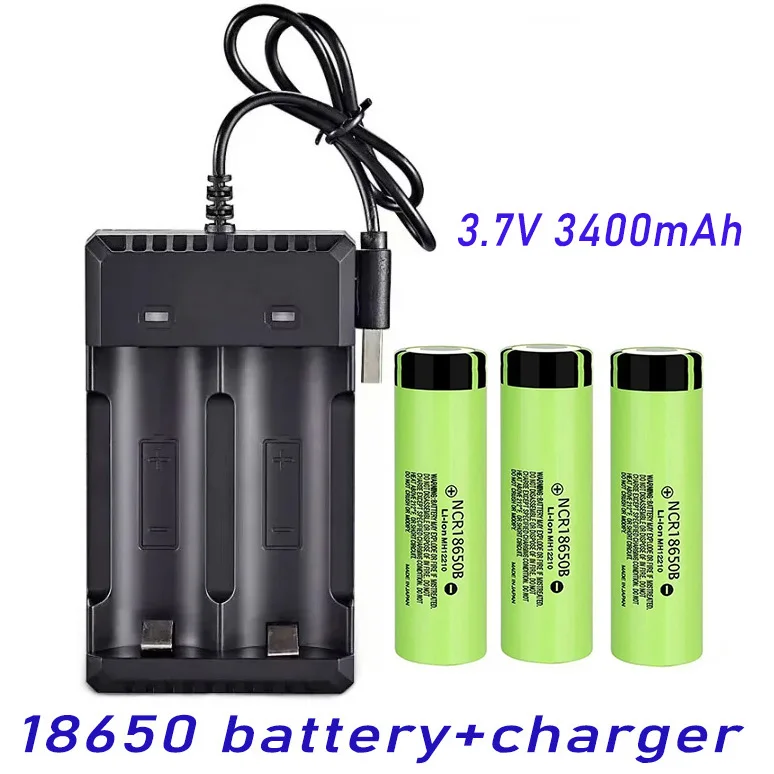 

100% original 18650 3.7V NCR 18650B 3400mAh lithium-ion rechargeable battery Suitable for various lithium battery tools+charger