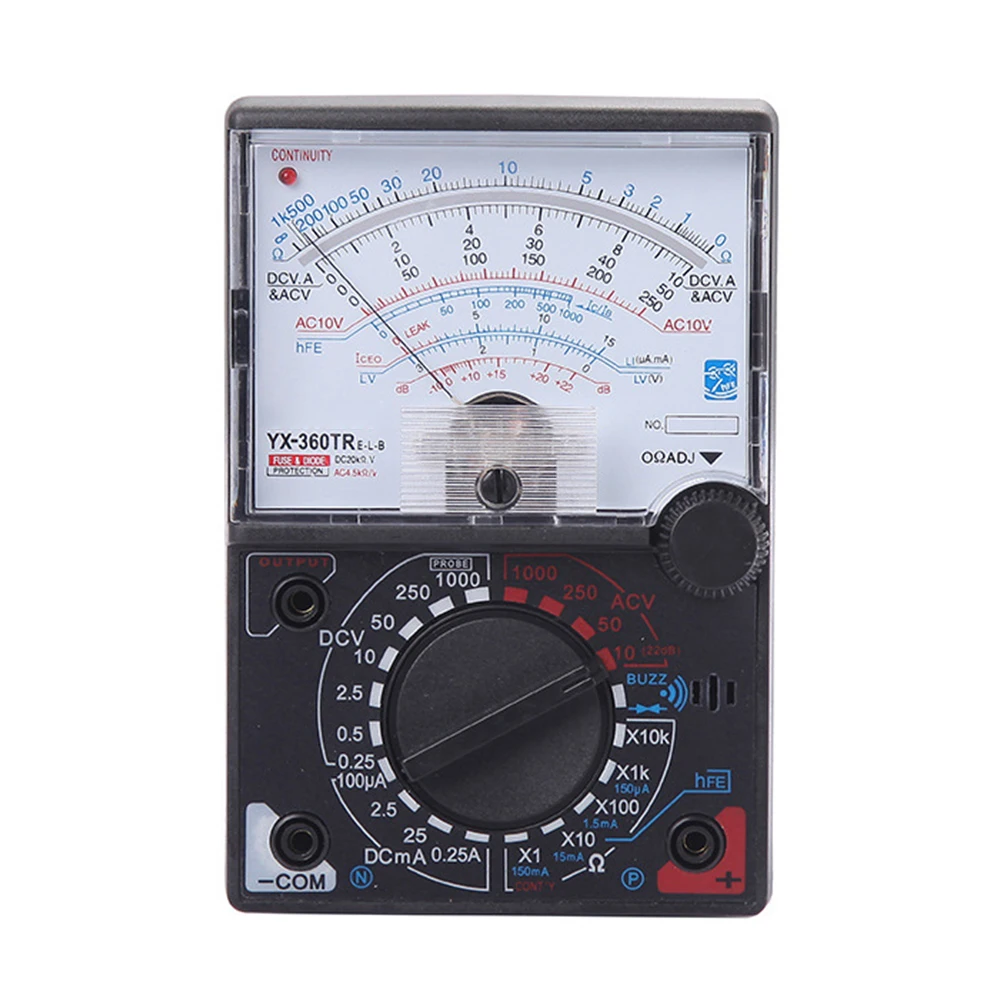 YX-360TRE-L-B Pointer Multimeters AC DC Measure ICEO HFE with Tester Pen Indicator Light Beeping Ammeter Voltmeter Resistance