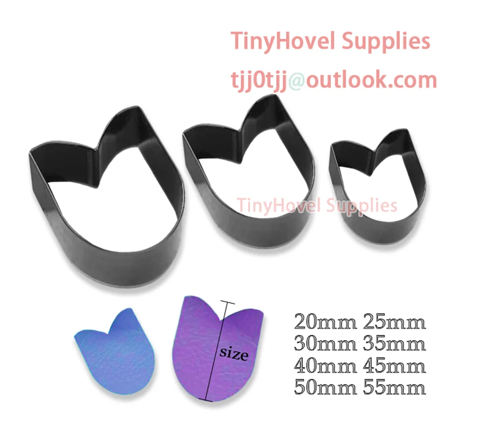 Steel Cutting Mold for Leather Crafts, Steel Punch -Cutter, Tulip Shape, Steel Rule Die Cut, 20mm-100mm (NB008)