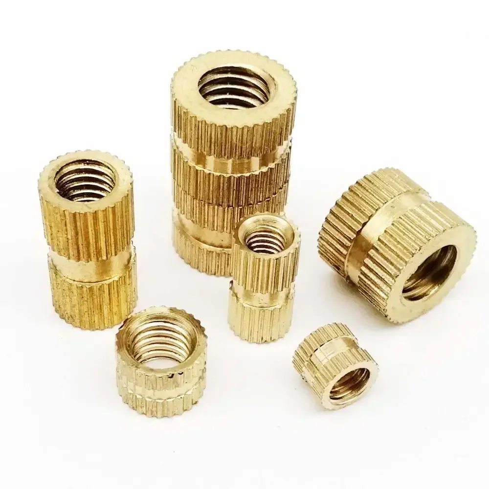 500pcs M4 M5 Solid Brass Pure Copper Metric Thread Injection Molding Knurl Insert Nut Nutsert Embedded 6mm  8mm 10mm