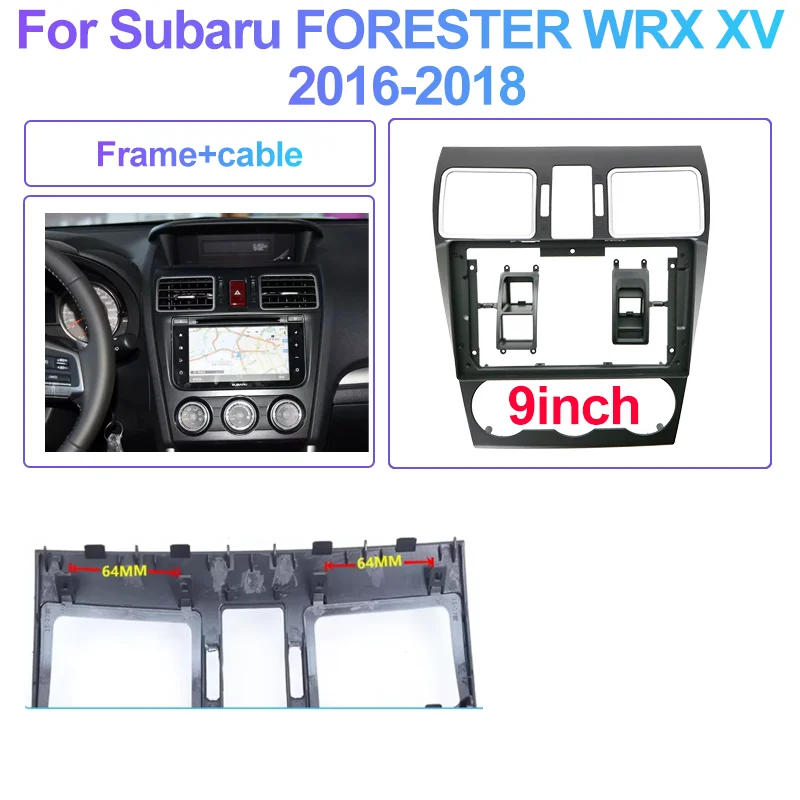 For SUBARU FORESTER IMPREZA XV CROSSTREK WRX LEVORG 2012-2017 Stereo DVD Player Panel Dash Mount kit Frame 9inch Radio Fascia