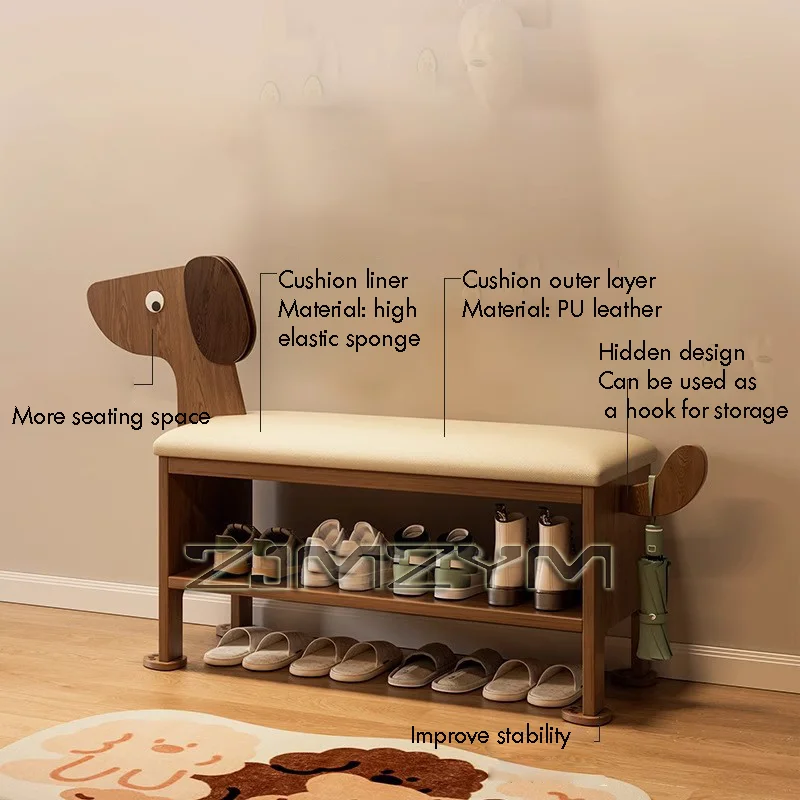 Realife خشب متين يجلس خزانة خذاء الكلب الأحذية تغيير البراز باب المنزل طويل البراز لطيف الحيوان السرير نهاية البراز الأثاث الإبداعي #5