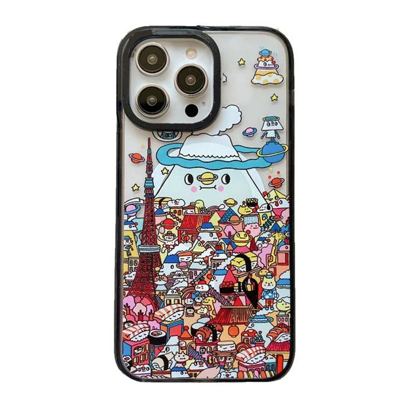 

MagSafe Acrylic Mount Fuji Fortune Cat Phone Case Cover for IPhone 11 12 13 14 15 Pro Max Case for IPhone 14 Pro Max