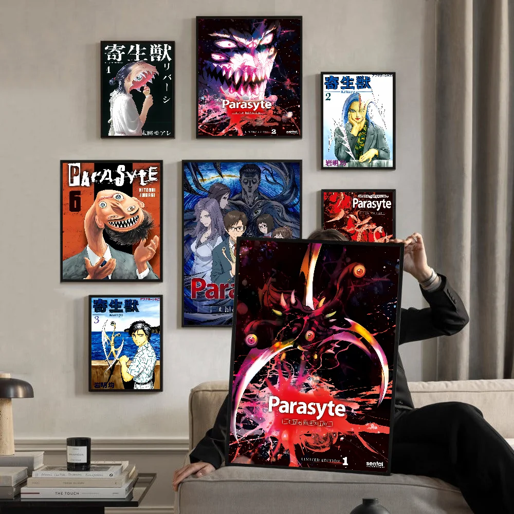 Anime Parasyte The Maxim Movie Sticky Posters Fancy Wall Sticker For Living Room Bar Decoration Vintage Decorative Painting